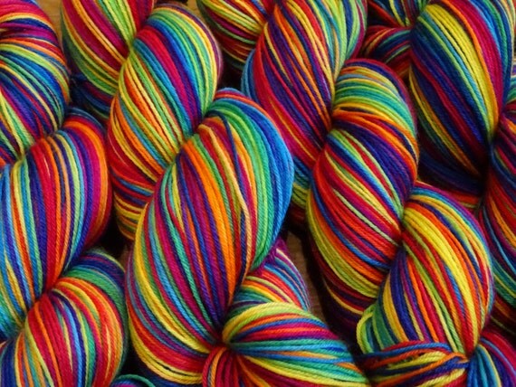 Variegated Gradient Rainbow self striping by MothyAndTheSquid