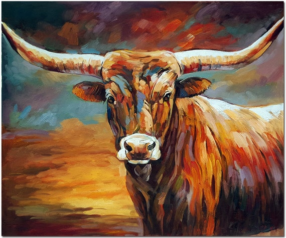 Fine Art Longhorn Painting In Dining Room