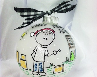 MY First APARTMENT Christmas PERSONALIZED Ornament with Detailed Background, College Student