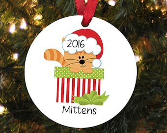 Cat Christmas Ornament - Personalized Christmas Ornament for Cat - Orange Tabby Cat