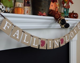 Fall in love banner, falling in love, fall wedding banner, fall wedding sign, Bridal Shower Banner, bachelorette banner, autumn wedding