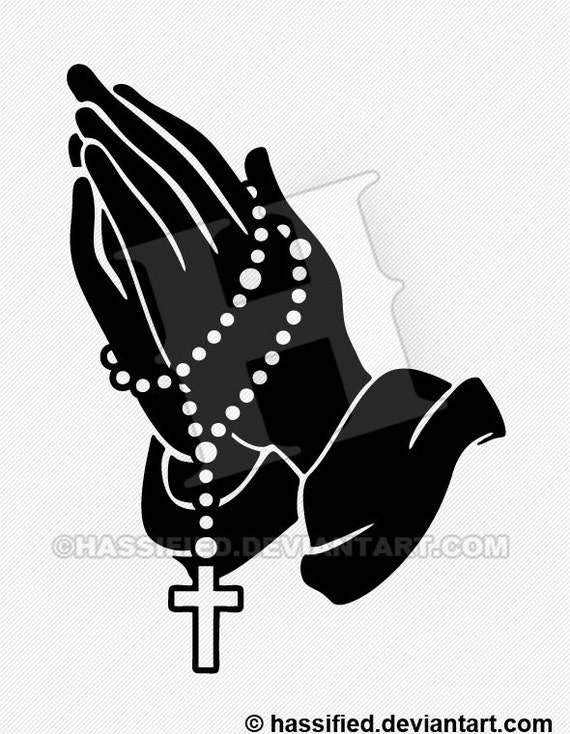 Download Praying Hands with Rosary Beads Printable vector svg eps