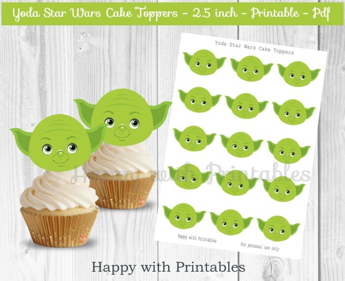 Yoda Star Wars Toppers Yoda cupcake toppers Star Wars