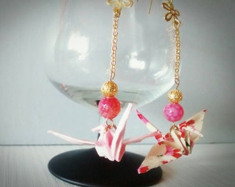 Origami crane earrings