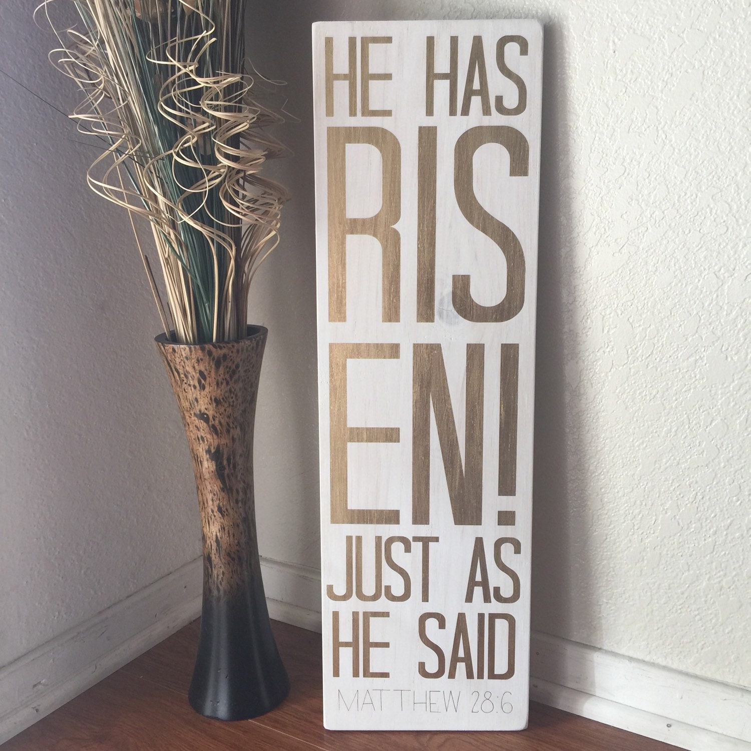 Easter He Has Risen Scripture Signs Wood Signs by HouseOfJason