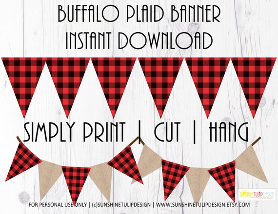 Printable Buffalo Plaid Banner Plain Red And Black Buffalo