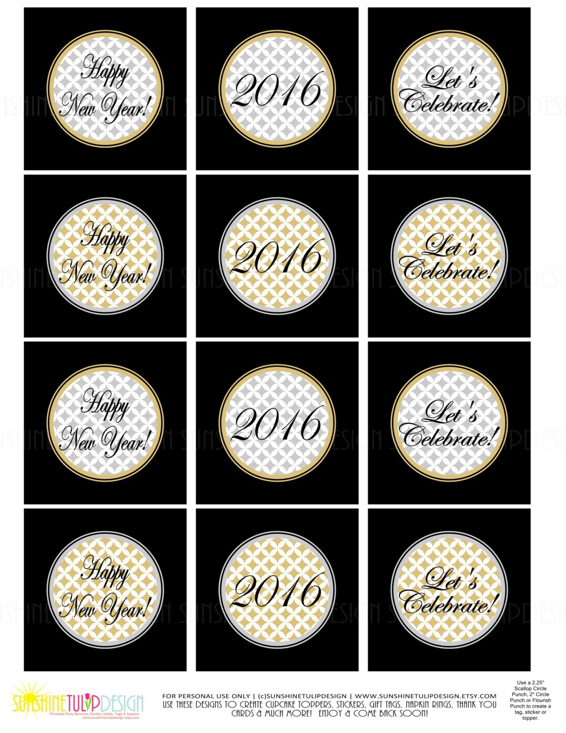 Printable New Years Cupcake Toppers New by sunshinetulipdesign