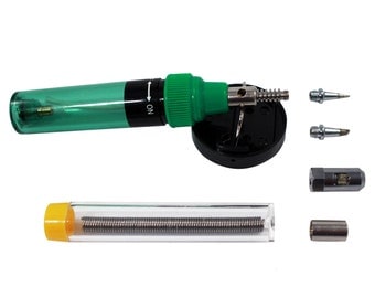 Portable Mini Soldering Iron and Torch 7 Piece Butane Precision Tip Set