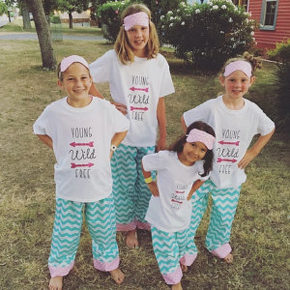 Slumber party pajamas/girls party pajamas/birthday party pajamas/birthday party/matching girls pajamas/girls matching pajamas