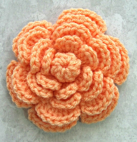 Crocheted Flower Hair Clip Peach Flower Hair by CathleensCrochet