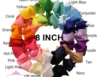 8" INCH big hair bows - large hair bow - hairbows - girls boutique bows - big bows for hair - extra large hair bows - boutique hair bow B801
