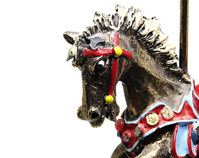 Vintage Carousel Horse Sculpture Figurine Signed Jesse Simmons Onyx Base - Carousel Horse Figurines - Perfect Gift For Her