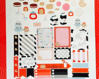 Milk and Cookies Weekly Planner Stickers Set, for use with Erin Condren Life Planner, Happy Planner