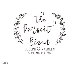 laurel stamp- Custom Wedding Stamp -The Perfect Blend Stamp, Wedding Favors Stamp, Thank You Stamp, Self Inking Stamp, Rubber Stamp