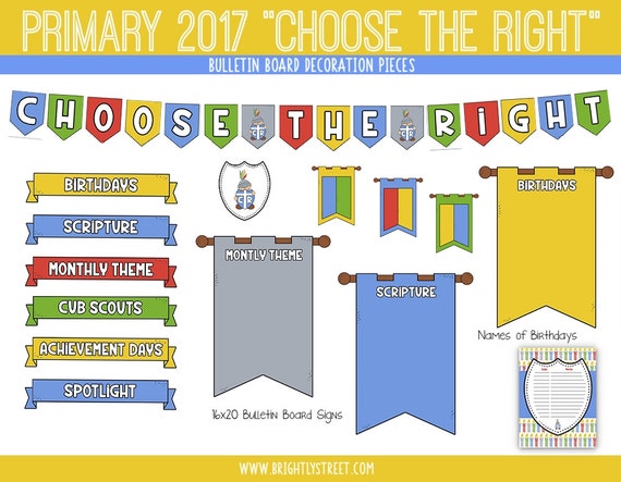 LDS Primary "Choose the Right" Bulletin Board Pieces
