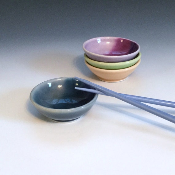 Blue Sauce Bowl Porcelain Soy Sauce Dish One Small Ceramic