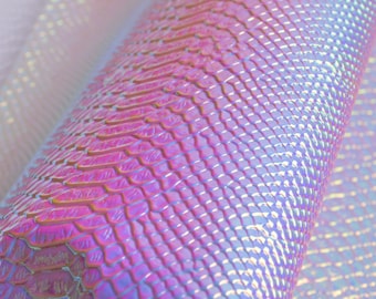 Snake Skin Holographic Leather Fabric,Holographic Snake Skin Leather For Bags Crafting,Purses Leather Fabric,Sold by 1/4 Yard(27x18'')
