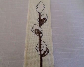Cross Stitch Pussy Willow Branch Bookmark