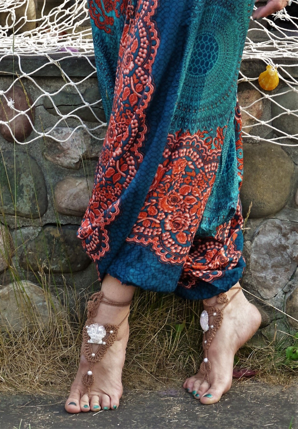 seashell barefoot sandals