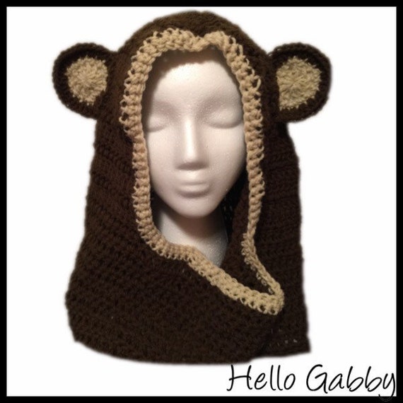 hooded crochet cowl pattern bear Ewok Bear Cowl PDF Crochet Star PATTERN, Young Children Wars for