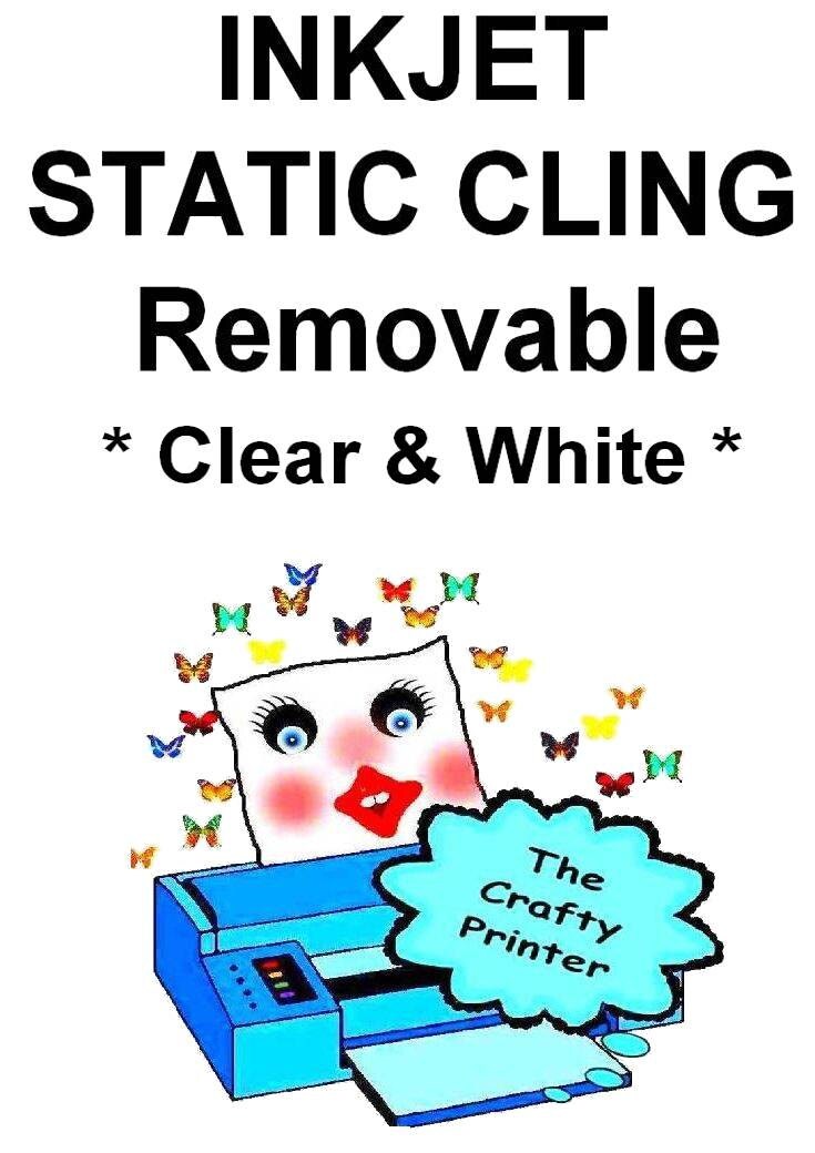 INKJET STATIC CLING Removable Reusable Adheres By Static