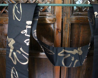 Price Reduced: Black and Gold Japanese Obi