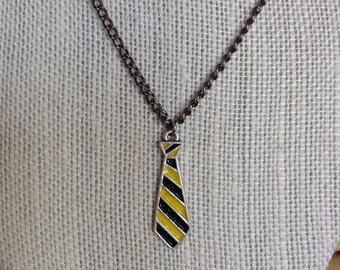 Hufflepuff Tie Necklace, Hufflepuff Jewelry, Helga Hufflepuff, Harry Potter, Hogwarts, Yellow and Black, Hufflepuff