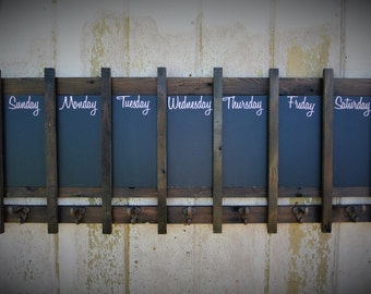 Custom Coat Rack Chalkboard Calendar Message Center Hat Hanger Rustic Coat hooks MADE TO ORDER Jacket rack chalkboard decor rustic wood memo