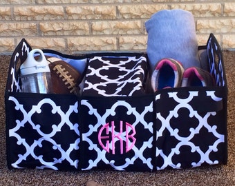 Monogram Car Organizer, Car Trunk Organizer, Black Monogram Trunk Organizer