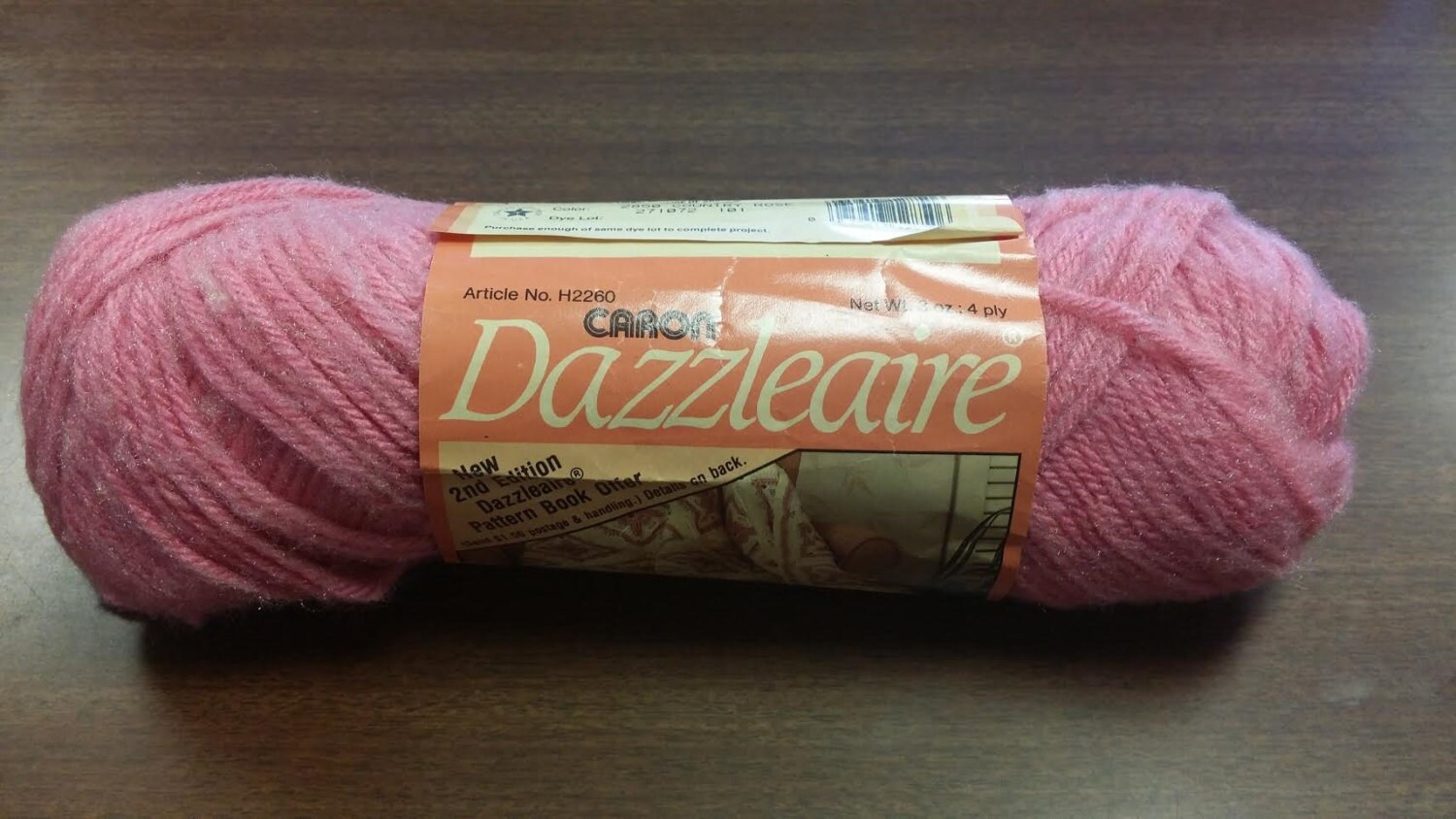 Caron Dazzleaire COUNTRY ROSE Skein - Pretty Pink Rose Color, 3oz, 4ply, Worsted Weight Yarn ...