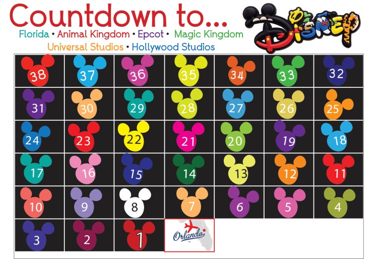 30 Day Countdown to Disney Trip Chart by CreativeNutMedia  