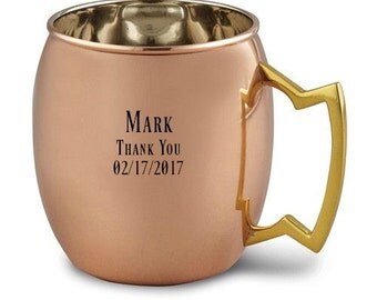 Personalized Moscow Mule Mug Solid Copper 16oz. Groomsmen Copper Mug Engraved For Free Moscow Mule Mug Wedding Gift Copper Gift Monogrammed