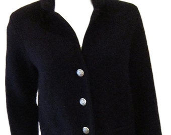 Brooks Brothers Vintage Dark Blue Wool Jacket with Salzburg Silver Crested Buttons - Size Medium