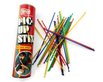 Vintage Pic-Up Stix Game - Steven Mfg Co, original box, 1973, ages 5-up - toy, plastic ball ends, child, kids, children,nostalgia,old school