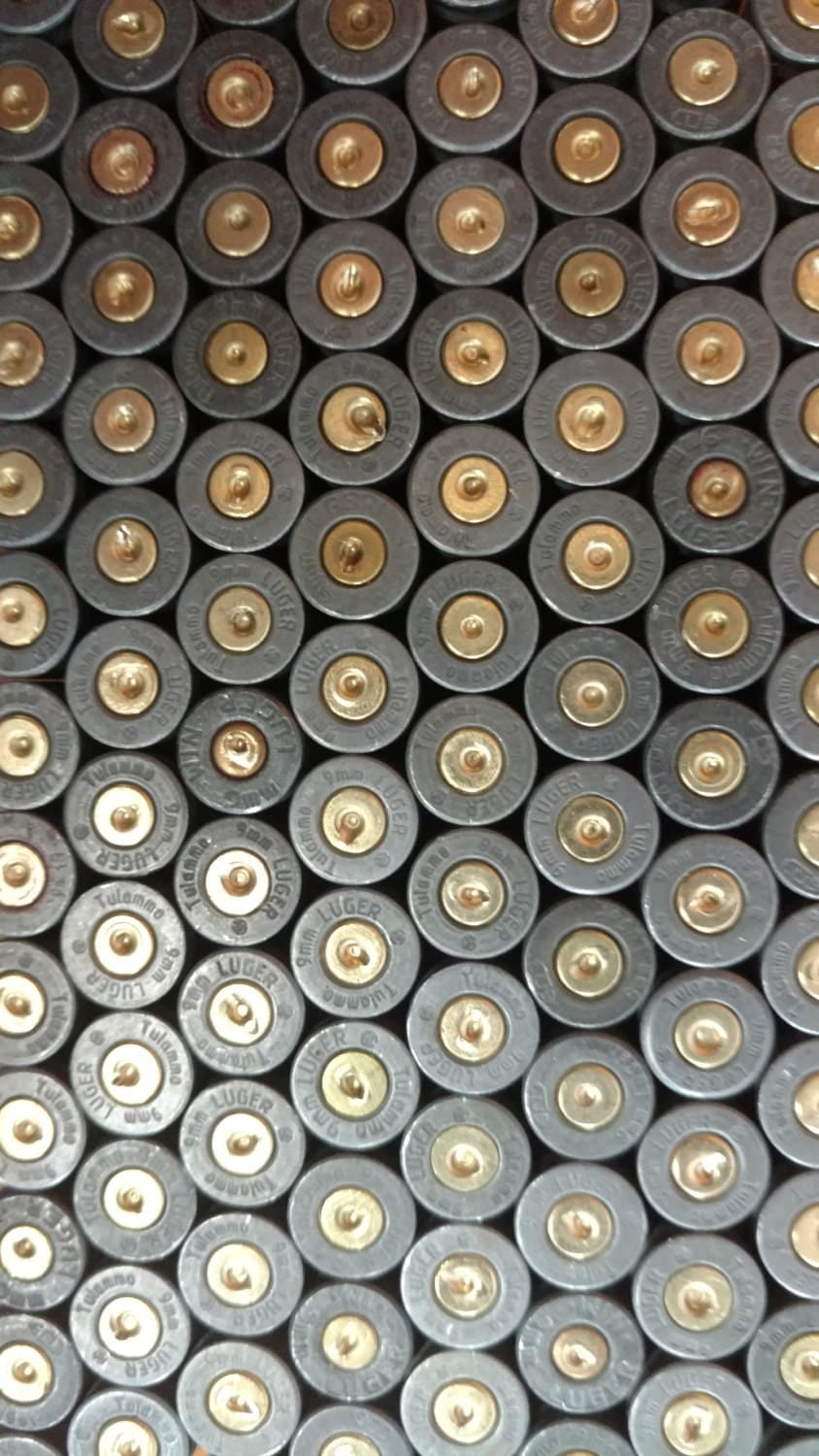 9mm Steel Bullet Casings Set of 4. Dark Steel Tone Empty