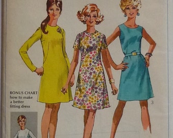 Vintage sewing patterns. Simplicity 8027. Dress pattern 1969