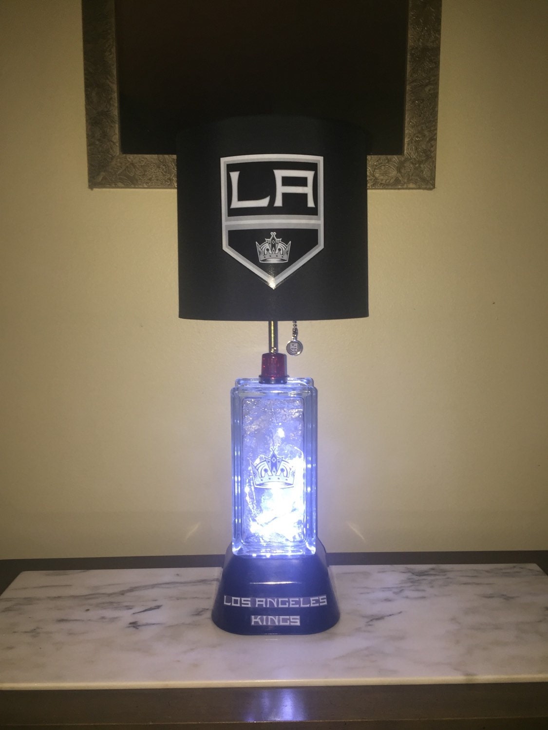 LA Kings glass block lamp by thatlampguyGraz on Etsy
