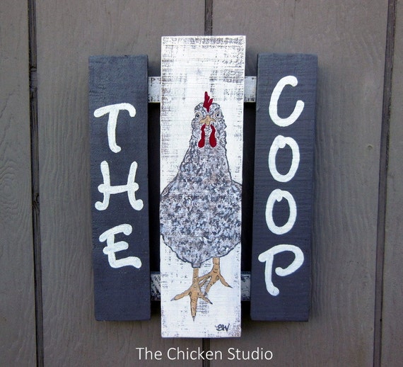 Chicken Coop Sign The Coop Original Art by TheChickenStudio