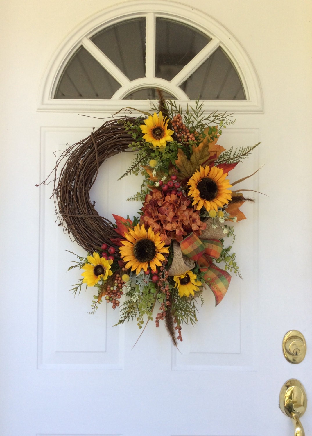 SALEFall WreathFall Wreath for DoorSunflower WreathRustic