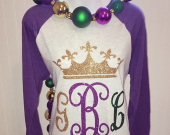 Personalized Mardi Gras Shirt | Monogram Shirt | Mardi Gras T-Shirt | Glitter Monogram Shirt | Glitter Mardi Gras Shirt | Mardi Gras Shirt