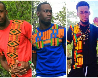 NEW African Print - Men Kente TShirt Design, Africa Print Tee Shirt, Kente Shirt, Men TShirt Design, African Print Shirt, Ghana Kente Shirt