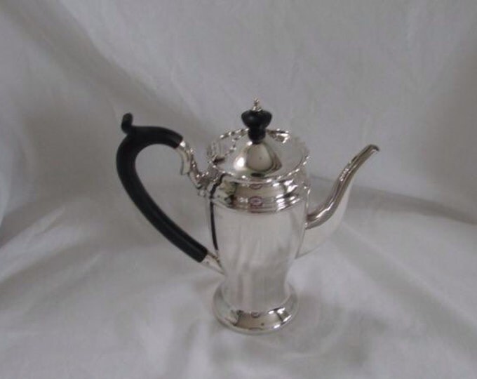 Storewide 25% Off SALE Vintage England's Sheffield Company Sterling Silver Coffee / Tea Server Featuring Edwardian Design With Black Handle