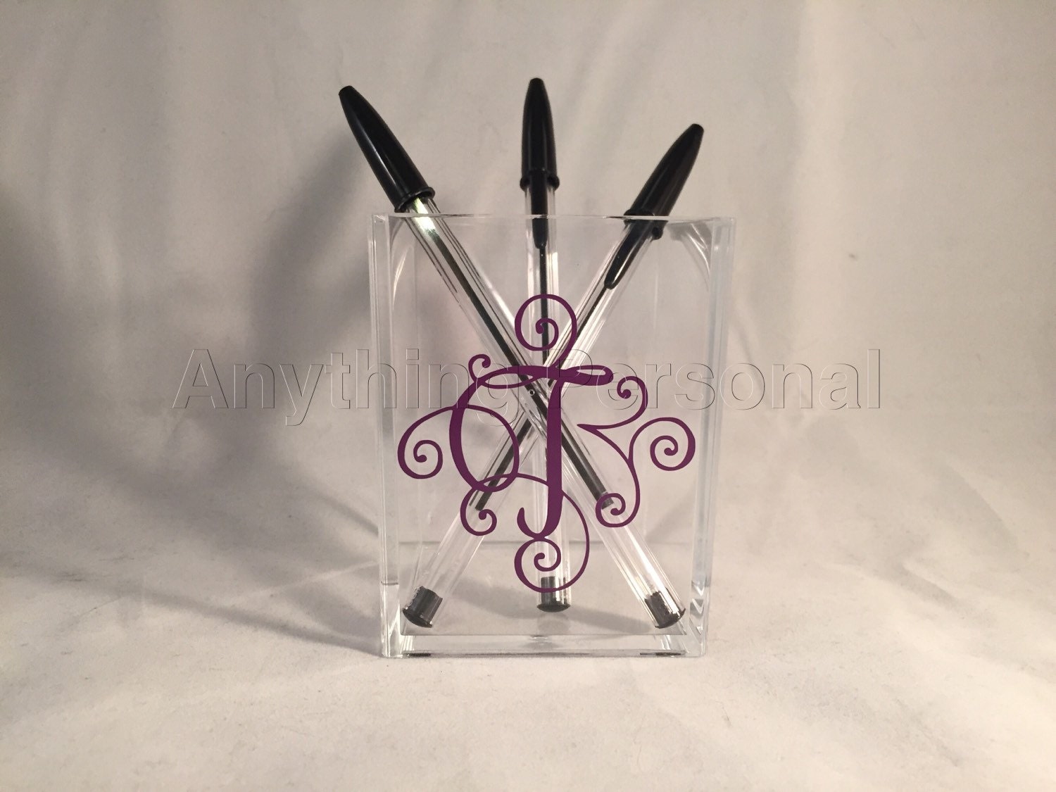 Acrylic Pencil Holder Monogrammed Pencil Holder Initial