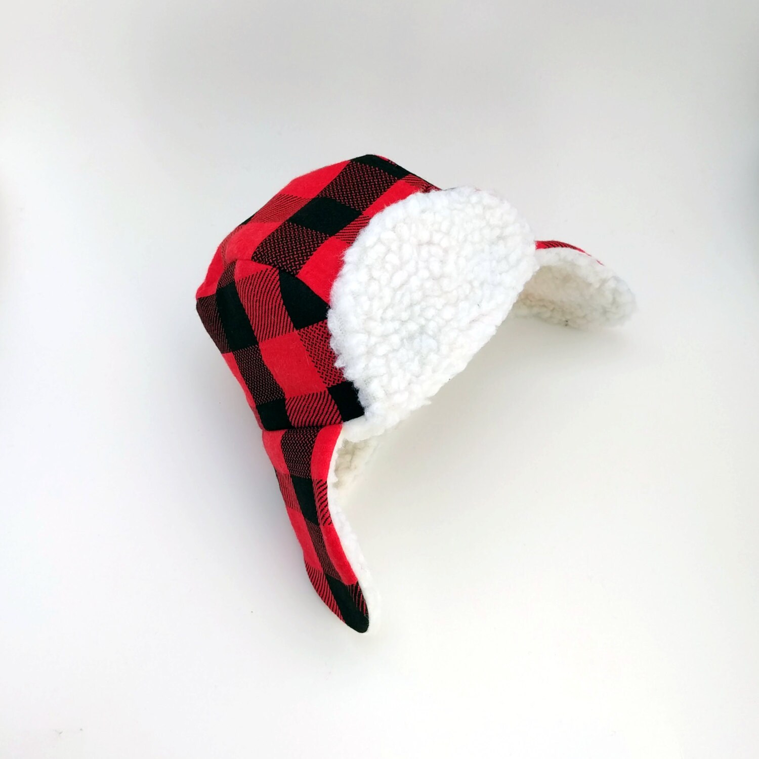 Baby & Toddler Trapper Hat Faux Fur Red Buffalo Plaid