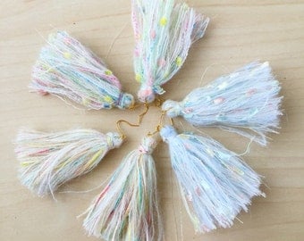 Fluffy mohair pastel tassel earrings (3 colors)