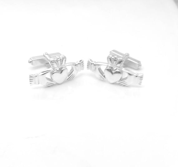 Claddagh cuff links - Sterling Silver cuff links - Made in Ireland - Free worldwide shipping