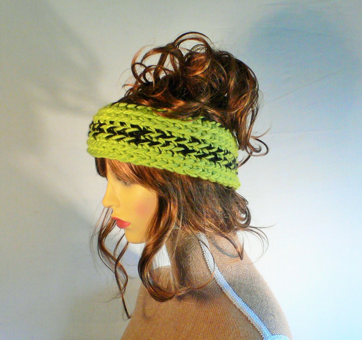 Lime green headband Merino wool headband Ski headband