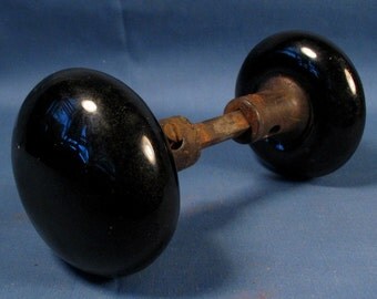 Vintage Black Ceramic Doorknob