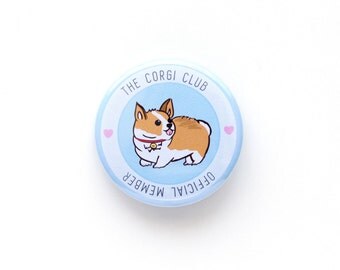 The Corgi Club Official Member Button-Dog Buttons-Buttons-Pins-Dog Pins-Button Pin-Button Badge-Welsh Corgi-Corgi-Pembroke Welsh Corgi