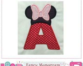 Mouse Ears Monogram A applique,Minnie Letter A applique,A,Font A,Birthday Leter design,Girl Birthday,A,Minnie,Minnie applique.-01t